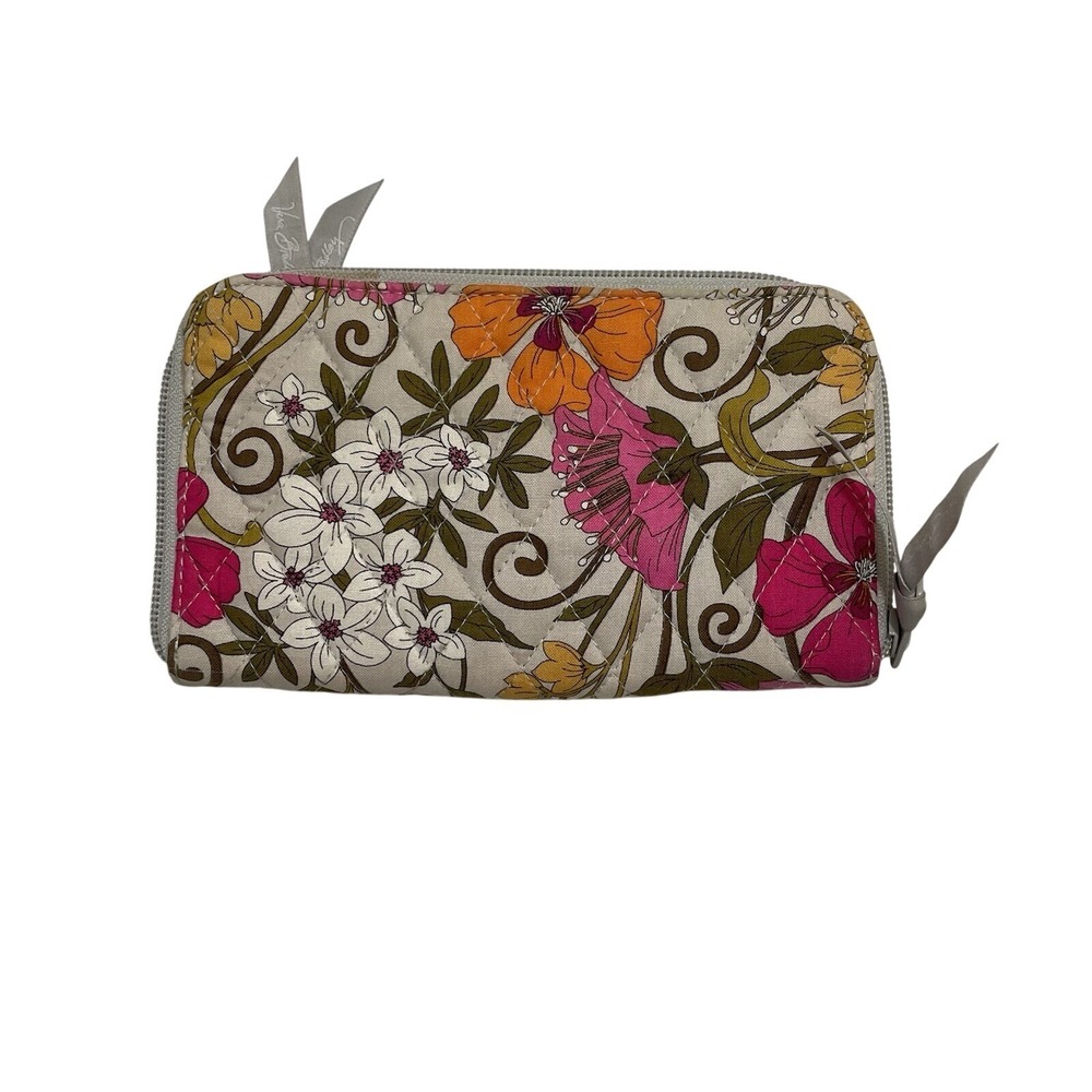 Vera Bradley Zip Around Accordion Wallet Tea Garden Floral Clean Card ID Holder‎